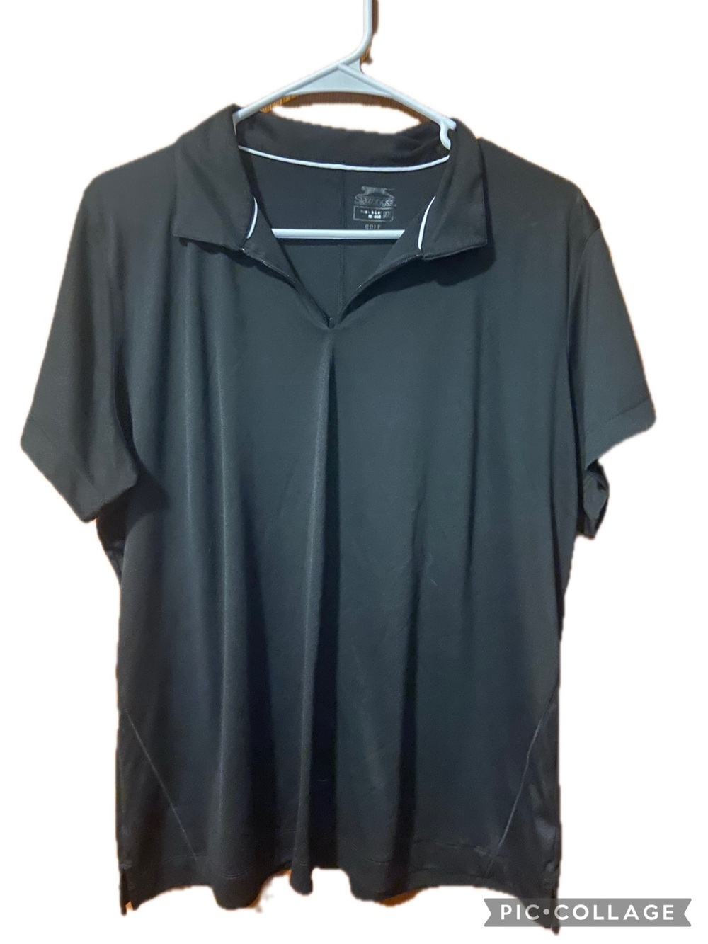 Slazenger Black Short-Sleeve Polo with Contrast Trim